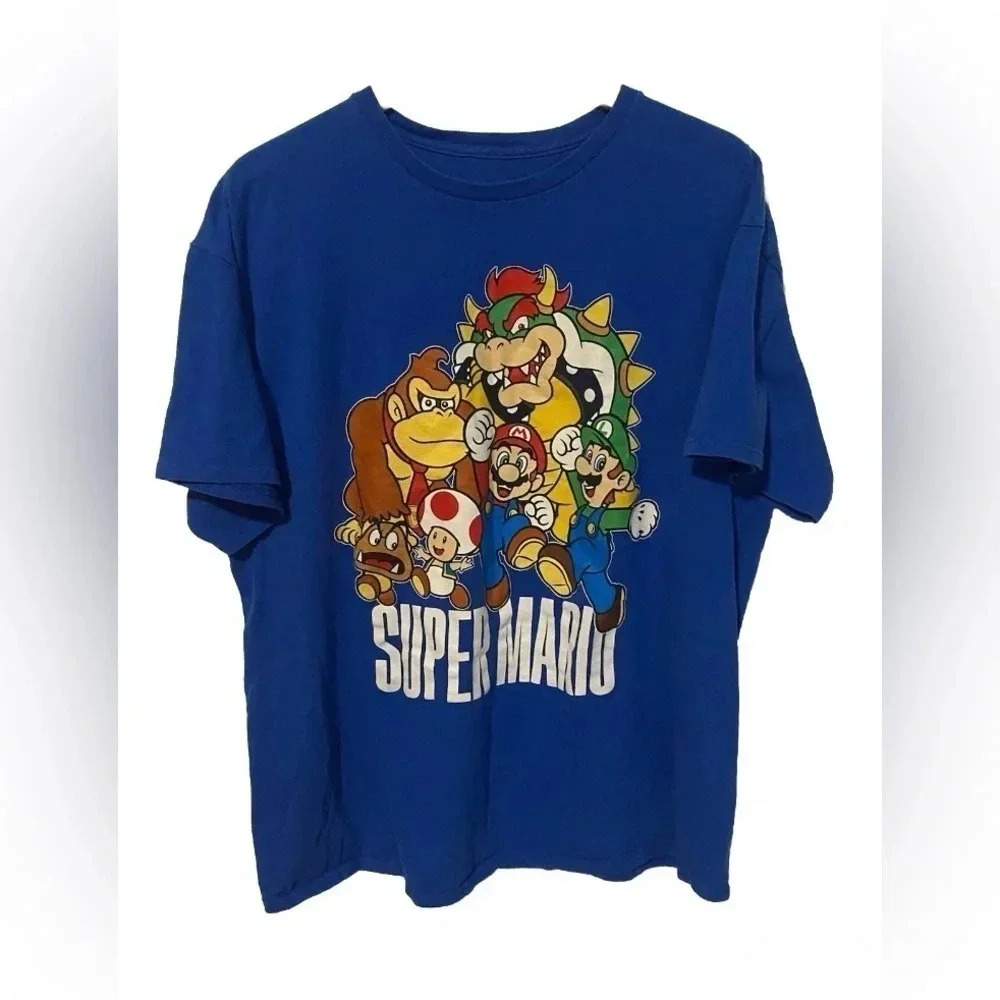 Nintendo Super Mario Group Men's Royal Blue XL Graphic T-Shirt